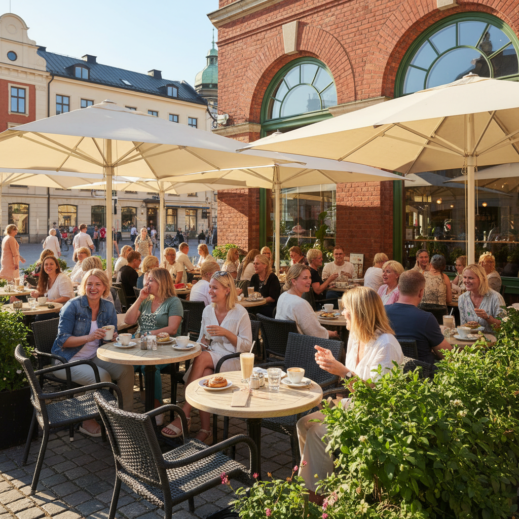 Uteservering hos Espresso House Möllan