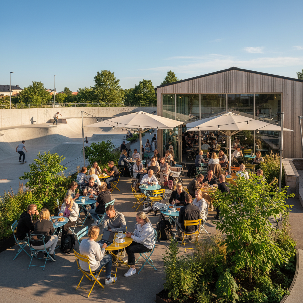 Uteservering hos Stapelbäddsparken Café